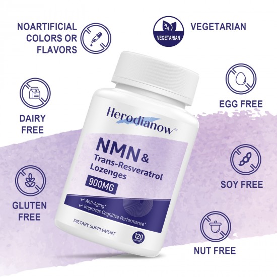 Herodianow NMN Trans-Resveratrol Supplement 900mg per bottles (120 Lozenges(Pack of 1)) Herodianow NMN Trans-Resveratrol Supplement 900mg per bottles (120 Lozenges(Pack of 1))