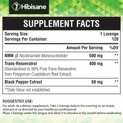Hibisane NMN 500mg + Trans-Resveratrol  (120 Lozenges(Pack of 1))