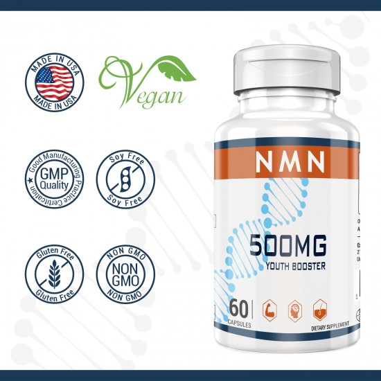 NMN Supplement 500mg (60 Count(Pack of 1))