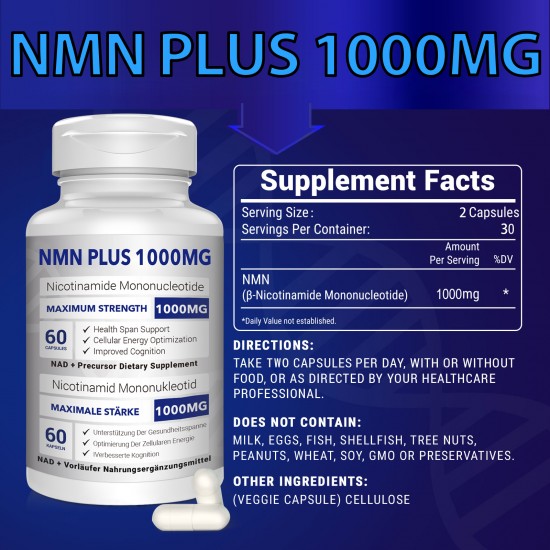 NMN PLUS 1000MG (60Count(Pack of 1)) NMN PLUS 1000MG (60Count(Pack of 1))